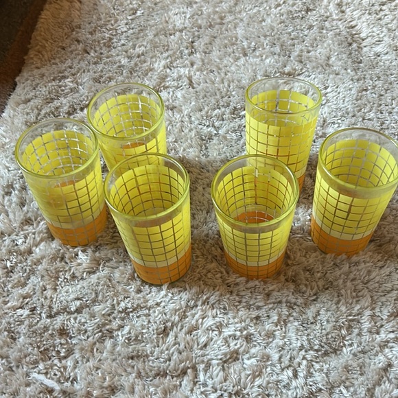 Vintage Anchor Hocking Set of 6 Checkered drinking Glasses - Picture 2 of 8